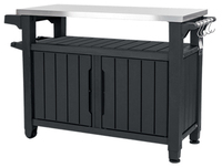 Keter Unity XL BBQ tafel - Grafiet - 134x52x90cm - Kunststof