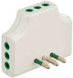 Fanton 82250 adapter drievoudig stopcontact plat ruimtebesparend - 1 kleine Italiaanse stekker 10 A 3 kleine Italiaanse stopcontacten