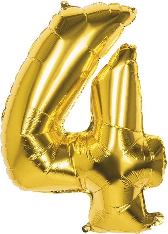 - St. Folie ballon nummer '4' goud (86 cm)