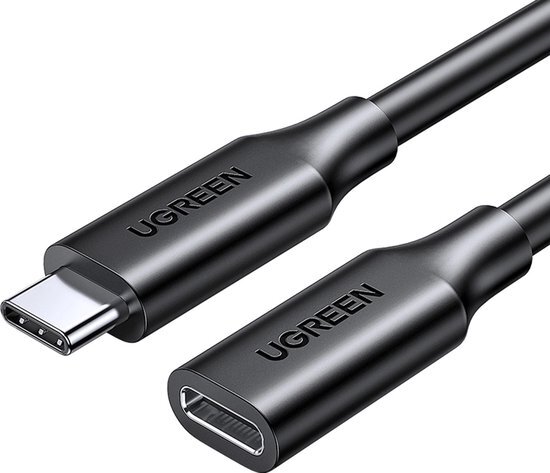 Ugreen USB C 100W Verlengkabel 10 Gbps USB 3.1 Gen 2 Thunderbolt 3 Verlengkabel 4K @ 60Hz Compatibel met MacBook Pro, MacBook Air, Huawei P40, Switch, Surface Go, Surface Pro 7 etc. (1M)