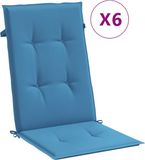vidaXL Stoelkussens 6 st hoge rug 120x50x4 cm stof gemêleerd blauw