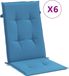 vidaXL Stoelkussens 6 st hoge rug 120x50x4 cm stof gemêleerd blauw