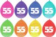 Haza Leeftijd verjaardag thema ballonnen - 55 jaar - 24x stuks - 29 cm - multi kleuren
