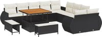 vidaXL Tuinbank Set 13-delig Zwart Polyrattan