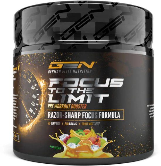German Elite Nutrition GEN Focus to the Limit – 240 g – Fruitmix smaak – Pre-workout booster