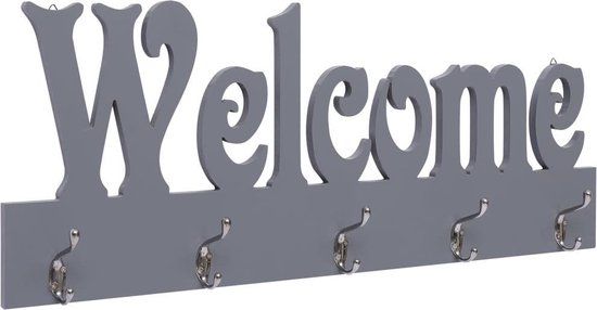 vidaXL Wandkapstok WELCOME Grijs MDF 74x29,5 cm