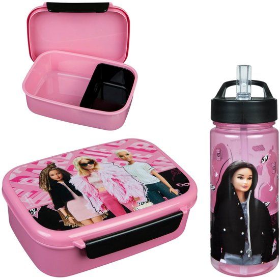 4KidsOnly Barbie lunchset; drinkfles en lunchbox