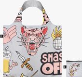 LOQI SNASK Tiger Snake Beer - Opvouwbare Shopper Zilver