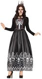 FIESTAS GUIRCA Kostuum koningin der doden, lange zwarte jurk voor dag van de doden, skelet, Halloween-kostuum voor dames, maat 36-38 S