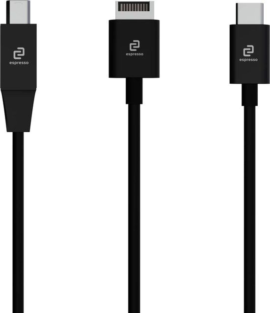 Espresso Displays EC0021 video kabel adapter 1 m Mini DisplayPort + USB Type-A USB Type-C Zwart