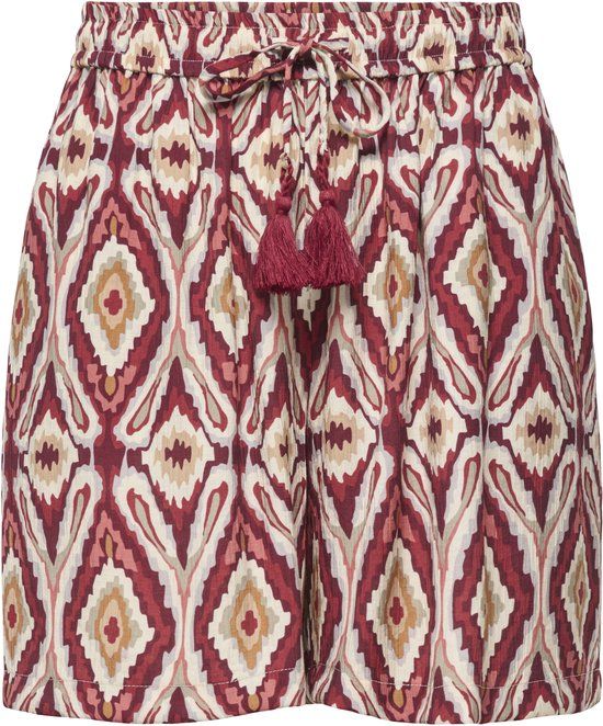 Only Broek Onlmikasi String Detail Shorts Wvn 15374954 Brick Red/ Abstract S Dames Maat - XS