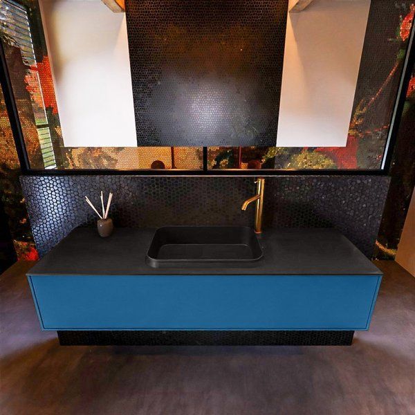 Mondiaz ERIN 150cm badmeubelset onderkast Jeans + Wastafel RIDGE Urban