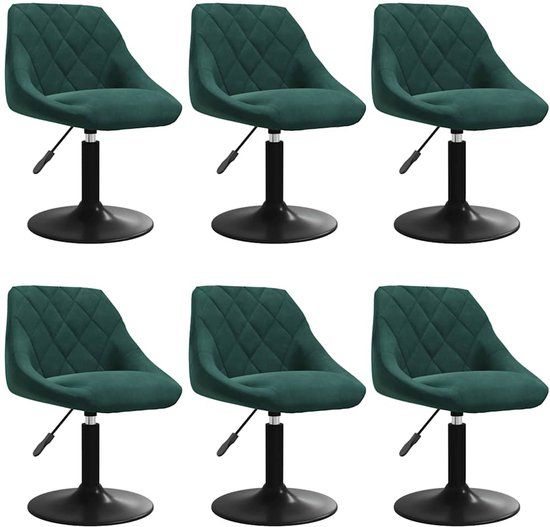 vidaXL Eetkamerstoelen draaibaar 6 st fluweel donkergroen