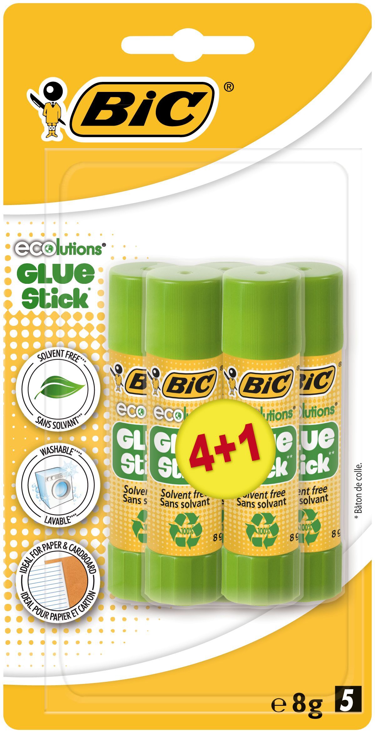 BIC Eco Glue Stick 8g Bl4+1