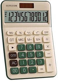 GUYUCOM Kleine rekenmachine met grote toetsen, 12-digit rekenmachine, klein met groot display, voor school, kantoor, outdoor, dubbele kracht, gevoelige knop (groen)