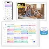 NEWYES Digitale kalender, 15,6 inch, wifi-gezinsplanner en digitale fotolijst voor het gezinsleven, 32 GB geheugen, touchscreen en app, familieorganisatie met Google/iCloud-kalender, synchronisatie