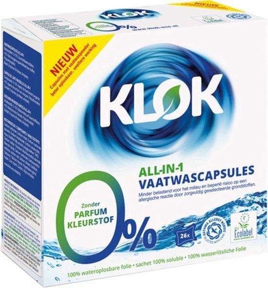 Klok Vaatwascapsules All In One - 26 stuks