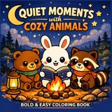 Quiet Moments with Cozy Animals: Bold and Easy Cute Animal Coloring Book