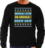 Bellatio Decorations Apres ski sweater voor heren - Should i stay or - zwart - apresski/wintersport XXL