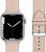 By Qubix - Leren bandje met diamant patroon - Beige - Geschikt voor Apple Watch 44mm / 45mm / 46mm / 49mm