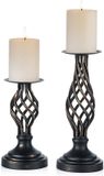 Merkloos Dailygoody - Pijler Kaarshouders - Vintage Kandelaar - Elegante Decoratie - Zwart - Kaarsenhouder Set van 2