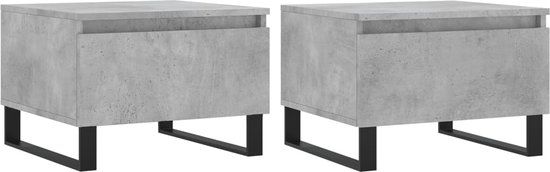 vidaXL Salontafels - 2 stuks - bewerkt hout - betongrijs