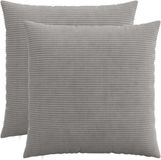 vidaXL - Kussensloop - 2 stuks - HEERLEN - Lichtgrijs - 55 x 55 cm - corduroy