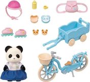 Sylvanian Families Figurine de fille panda, Vélo avec remorque, Patins à roulettes, Accessoires, 3 ans et plus