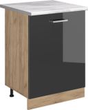 Vicco Keukenonderkast R-Line, Antraciet Hoogglans/Goudkleurig Eiken, 60 cm