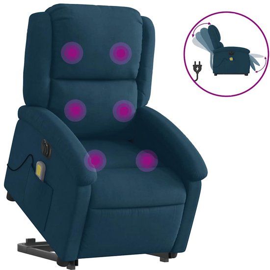 vidaXL Sta-op-massagestoel elektrisch verstelbaar fluweel blauw