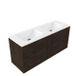 Saniclass Holz Frame Badkamermeubelset - 140x45x77.5cm - Torino solid surface wastafel wit - zonder kraangat - 4 lades - mat eiken charcoal (hout) SW1578615/SW1471859