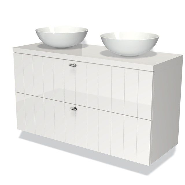 Maxaro Badkamermeubel Modulo Plato 120cm Hoogglans Wit 2 Lades Lamel