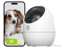 Beans View Binnen Beveiligingscamera, 360° Bewaking, 2.4GHz Wi-Fi Kleuren Nachtzicht, Automatische Mensherkenning en Volgen, Abonnement-Vrije SD Kaart Opslag, Babyfoon, Werk met Alexa, D210 5MP (3K)