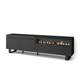 Skraut Home TV-Meubel, Lowboard, 200x57x35cm, Elektrische haard, Zwart