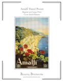 Amalfi Travel Poster Cross Stitch Pattern - Mario Borgoni: Regular and Large Print Cross Stitch Pattern
