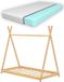 And OutdoorMatch Lit enfant Jan - Lit tipi - Avec matelas - Bambou - 70x140 cm - Bois naturel