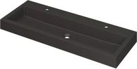 Wastafel INK Momento Wastafel Quartz met 2 Kraangaten - 1200x450x90 mm - Quartz Zwart