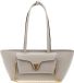 Coccinelle Leren shopper Double Beat Grained Leather Handbag Eucalipto Lichtgrijs