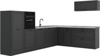 Vicco Hoekkeuken R-Line, Antraciet landelijk/Antraciet, 327 x cm marmer werkblad
