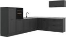 Vicco Hoekkeuken R-Line, Antraciet landelijk/Antraciet, 327 x cm marmer werkblad