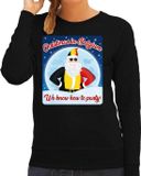 Bellatio Decorations Foute Belgie Kersttrui / sweater - Christmas in Belgium we know how to party - zwart voor dames - kerstkleding / kerst outfit L