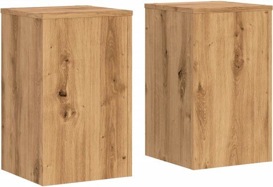 vidaXL Plantenstandaards - 2 st - 30x30x50 cm - hout - artisanaal - eiken