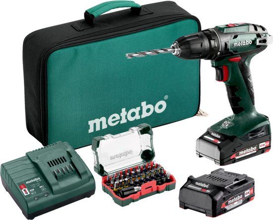 Metabo BS 18 Set Accu-boorschroefmachine - 18V - 2x2Ah Li-Ion - Incl. bit-box & tas