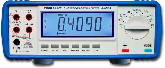 Peaktech 4090: Digital-Bench Multimeter ~ 22.000 counts ~ met USB ~ Grid of op batterijen
