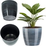 Merkloos KADAX Bloempot, plantenpot, ronde kunststof bloempot voor cactussen, varens, matte bloempot voor balkon, woning en terras, 12 cm, grijs