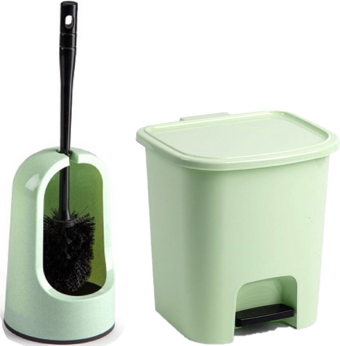 Forte Plastics WC-/toiletborstel - lichtgroen - pedaalemmer 7.5L