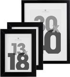 Atmosphera Fotolijstjes set van 3x stuks - 1x voor 30 x 40 cm - 2x voor 13 x 18 cm - zwart - modern/strak ontwerp