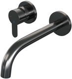 Brauer Gunmetal Edition Inbouw Wastafelmengkraan met Gebogen Uitloop en Rozetten Model D2 Gunmetal Geborsteld PVD