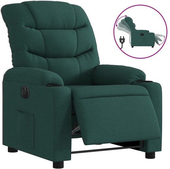 vidaXL Fauteuil verstelbaar elektrisch stof donkergroen