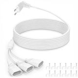 VINATO Verlengkabel 3-in-1 met 12 kabelbinders, 2 meter - 90° platte stekker, wit, 250 V/2,5 A, voor thuis, kantoor en reizen